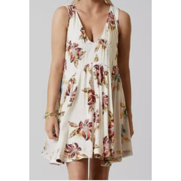Free People Floral Print Mini Dress Sleeveless Open Back Casual Party - Picture 1 of 9